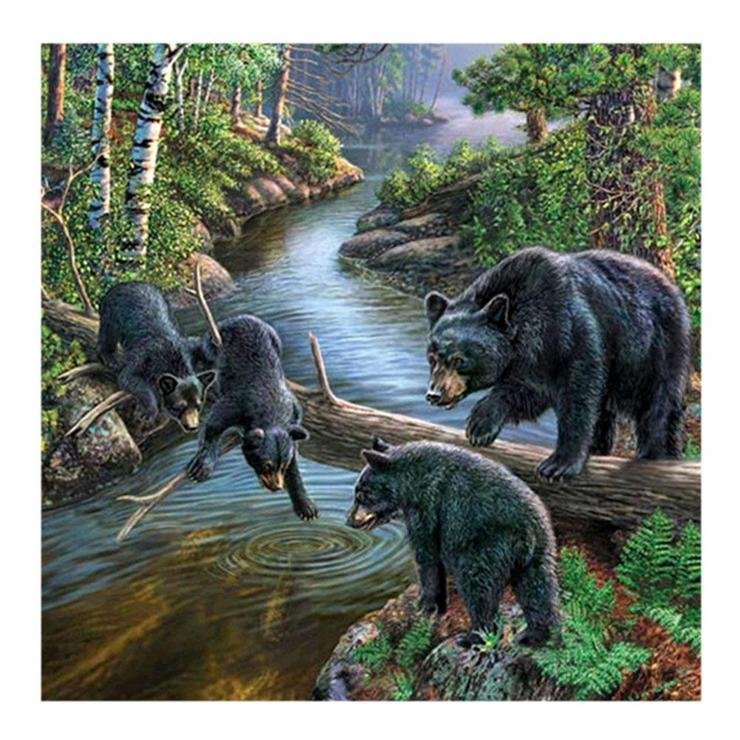 Full Round Diamond Painting Black Bears (30*30cm)