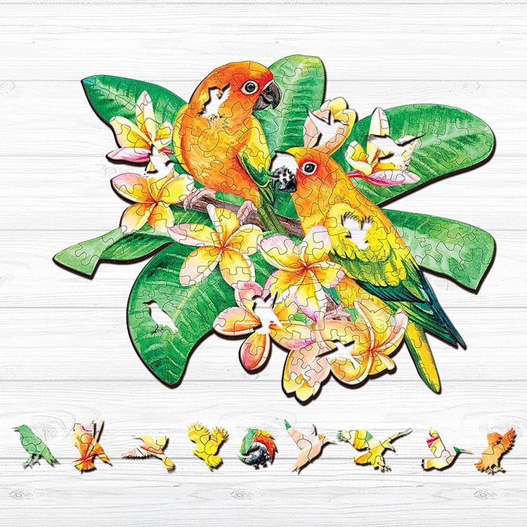 Golden Parrots Wooden Puzzle