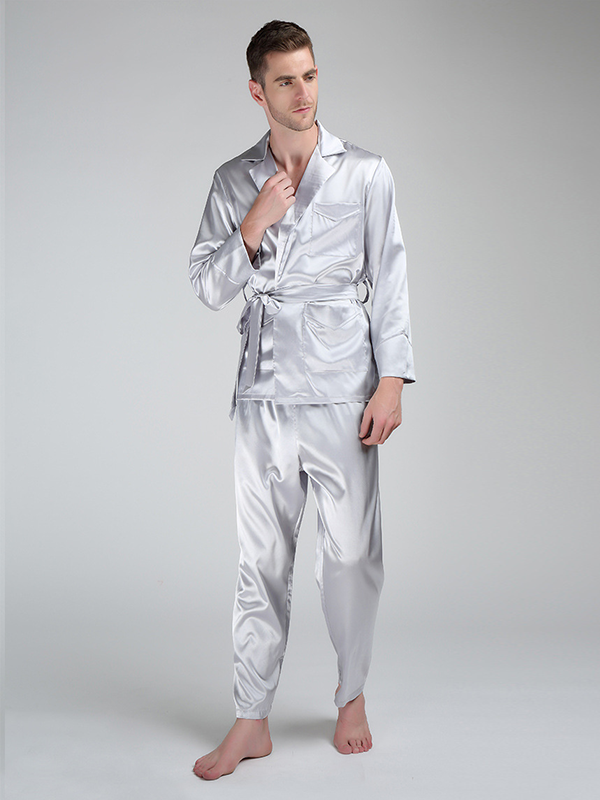 Men's Silk Pajamas Spring And Autumn Style