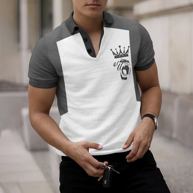 BrosWear Fashion Gray And White Short  Sleeve Polo Shirt