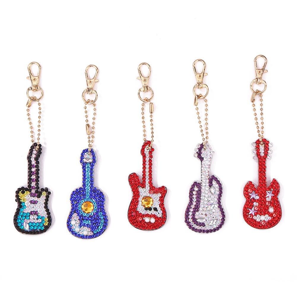 5pcs DIY Violin Full Drill Special Shaped Diamond Painting Keychains
