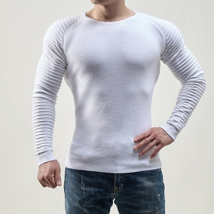 BrosWear Solid Slim Fit Raglan Sleeves Sweater