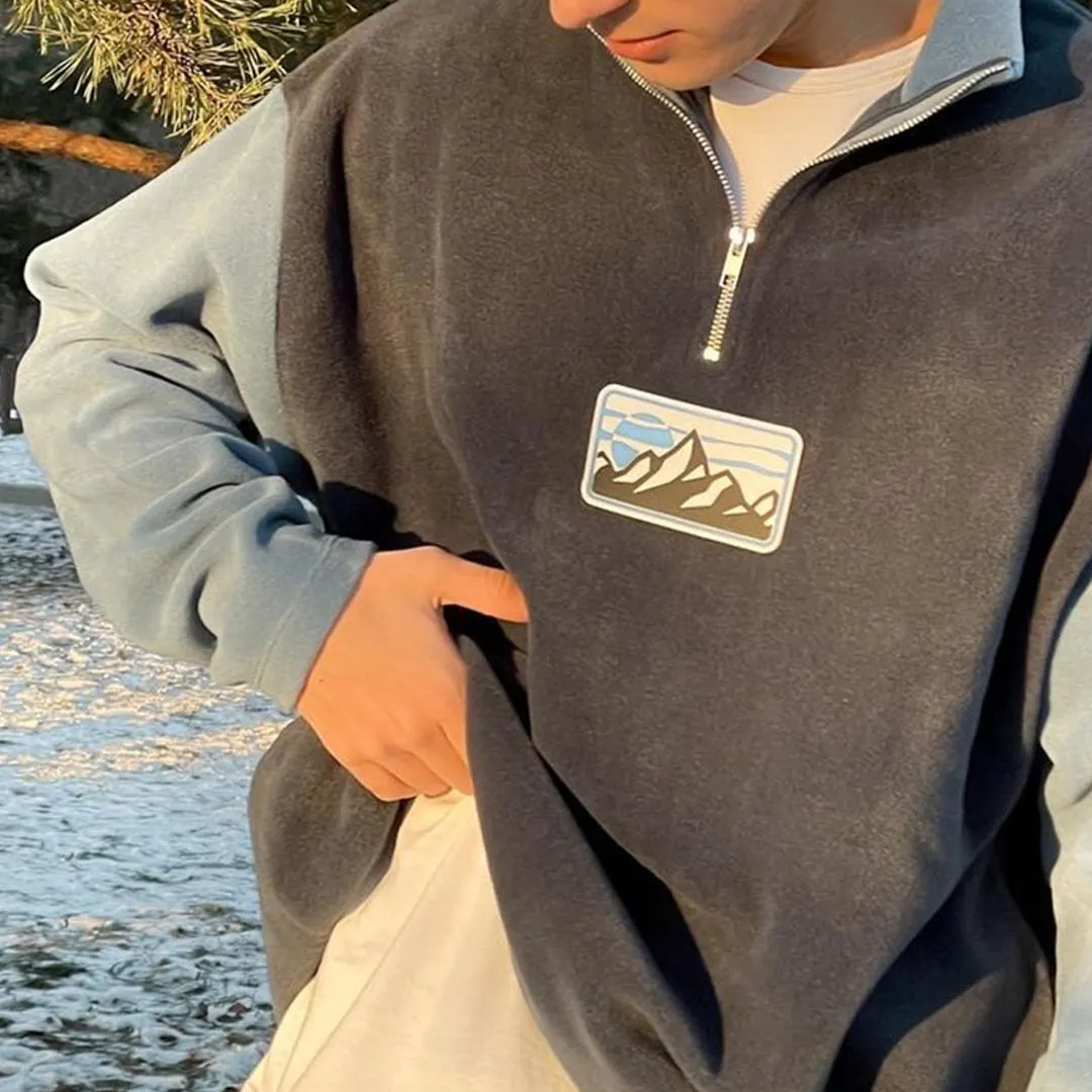 oversized unisex contrast polo sweatshirt