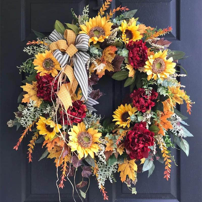 Sunflower Fall Wreath-Country French Wreath、、sdecorshop
