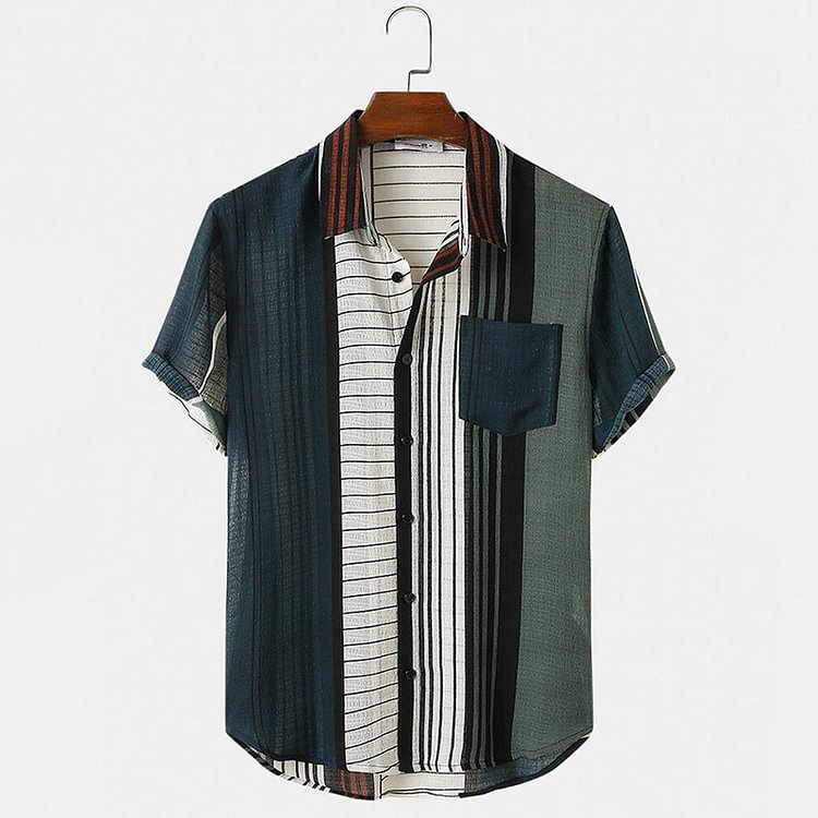 BrosWear Slim Fit Pinstripe Short Sleeve Shirt