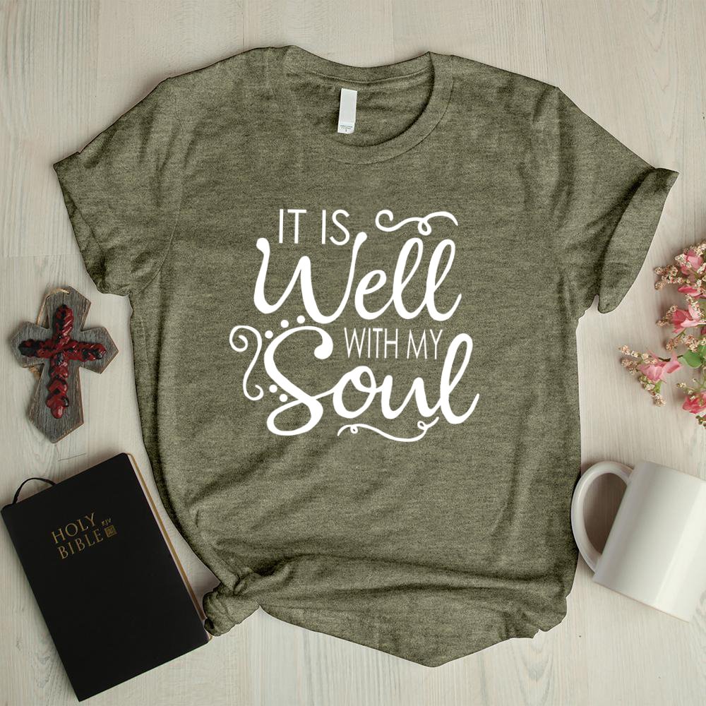 It is well with my soul print casual graphic tees