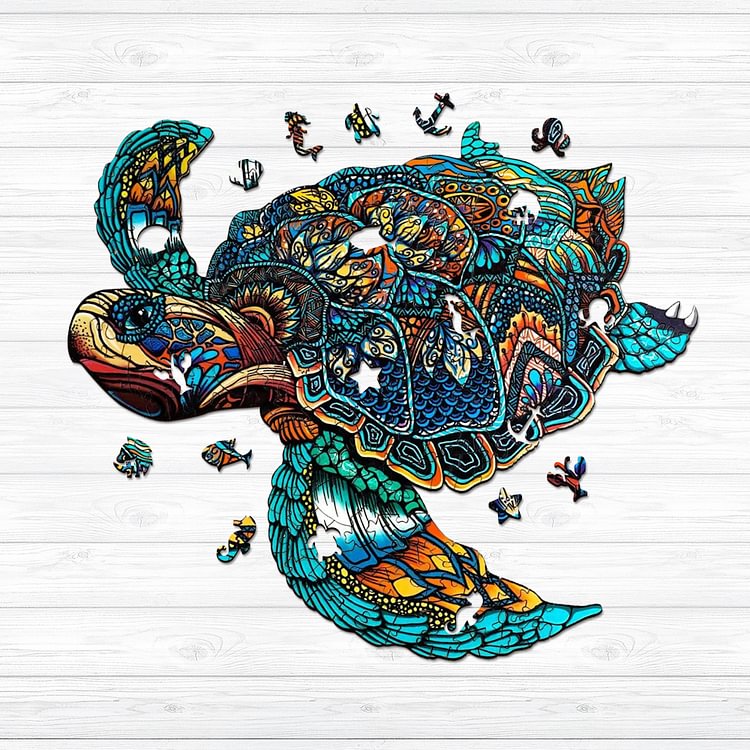 Patterned Sea Turtle Wooden Puzzle
