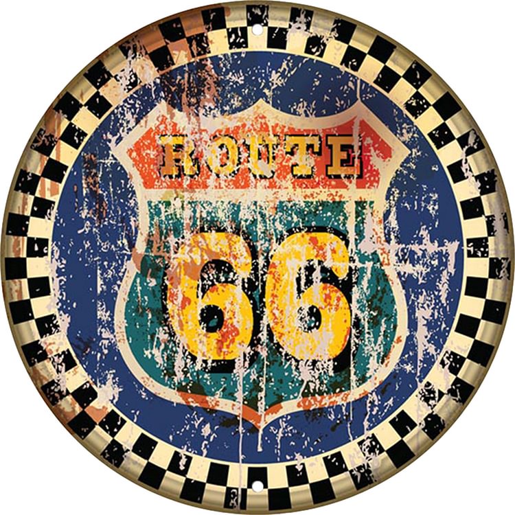 Round Iron Painting 66 Route -Round Tin Signs - 30*30CM