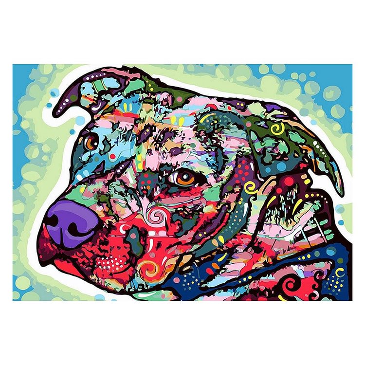 Colorful Dog Round Full Drill Diamond Painting 40X30CM(Canvas)-gbfke