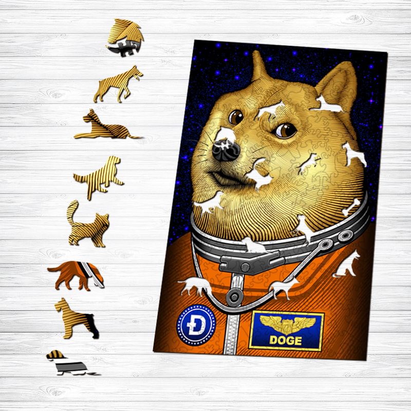 Jeffpuzzle™-JEFFPUZZLE™ Space Dog Wooden Puzzle