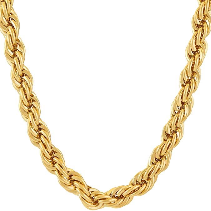 7MM Gold Rope Chain Men Necklace-VESSFUL