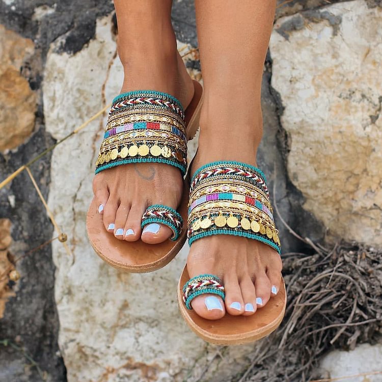 Women's Boho Toe Loop Beach Sandals