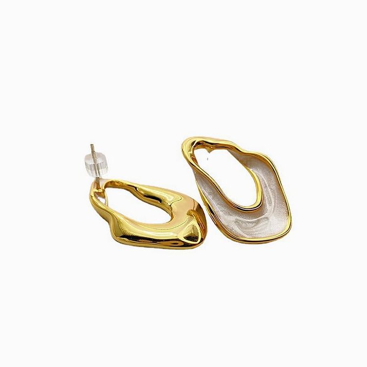 Irregular Hollow Enamel Stud Earrings