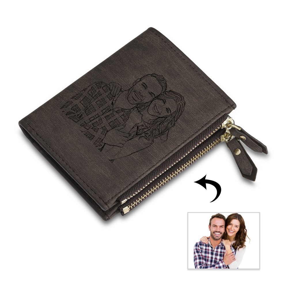 Personalisierte Foto Brieftasche mit Reißverschluss Geldbörse  m1-t1 Kettenmachen