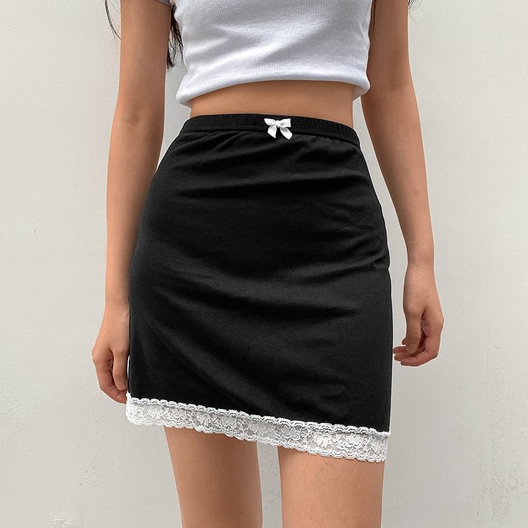 Bowknot Detail Lace Mini Skirt - CODLINS - codlins.com