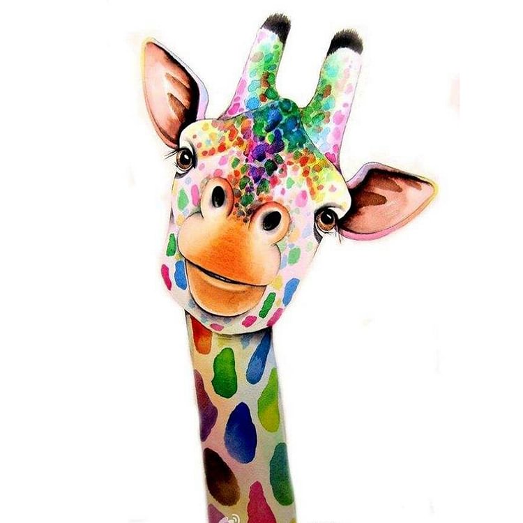 Cute Colorful Giraffe - Special Shaped Diamond Painting - 25*30CM