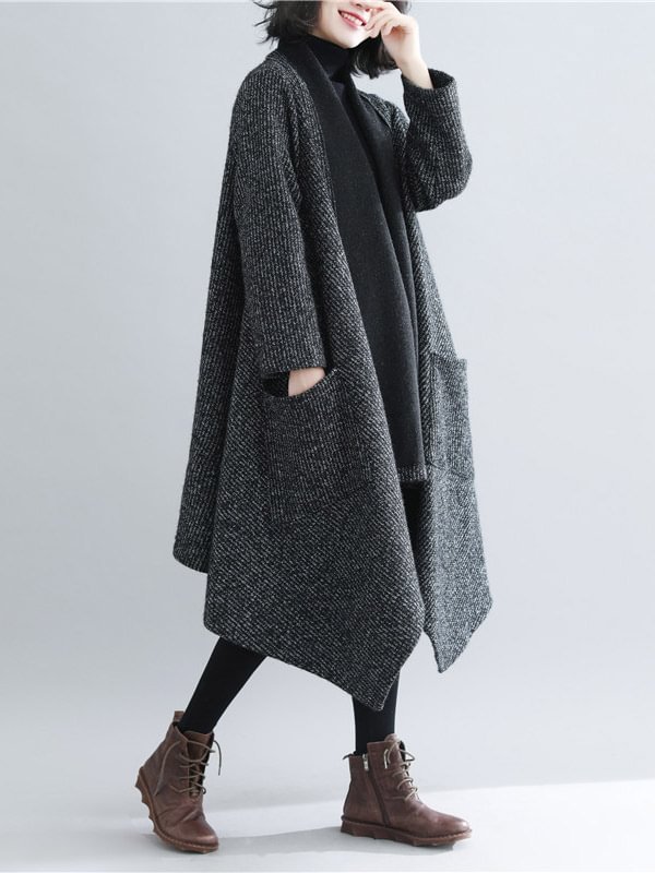 Thicken Gray Long Sleeve Coat Outerwear