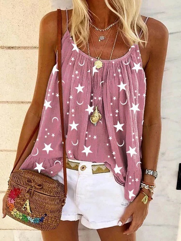 Star Print Tank Top Camisole Top-Mayoulove