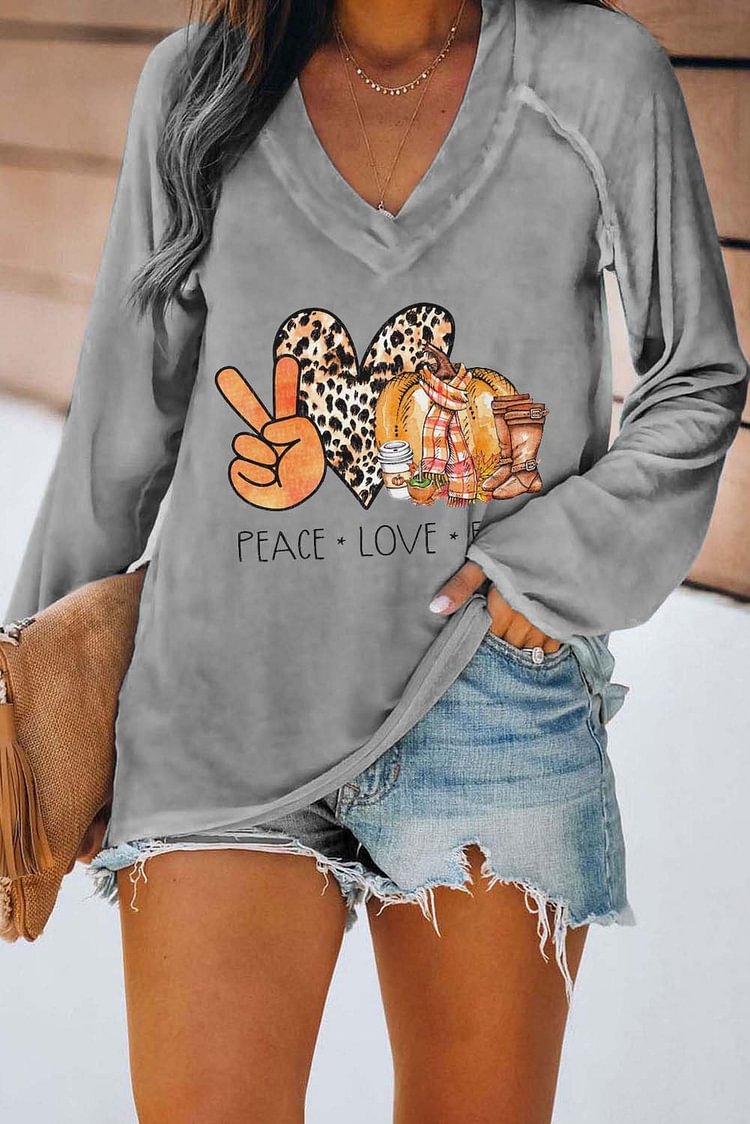 Women's T-shirts Pumpkin Heart Print T-shirt-Mayoulove