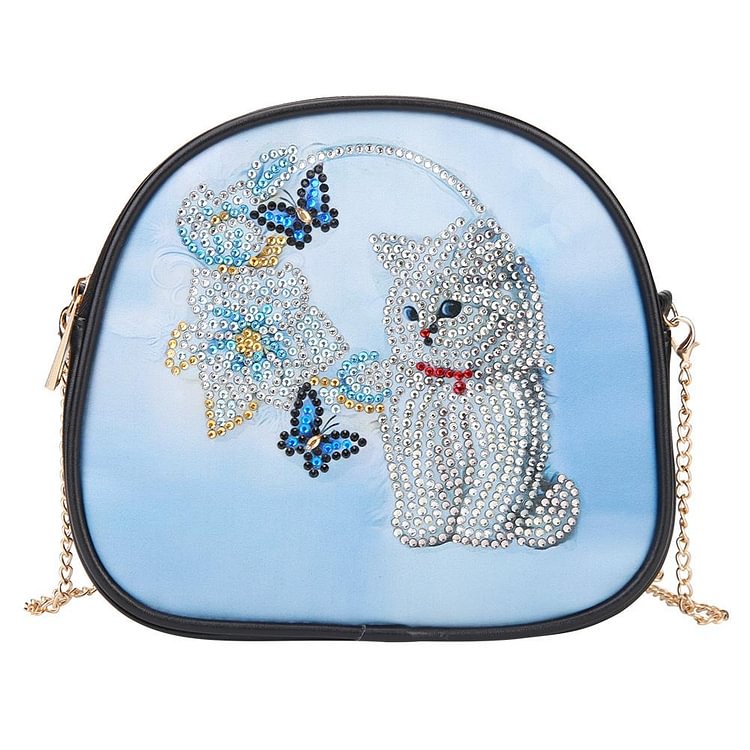 DIY Cat Special Shaped Diamond Painting Leather Chain Crossbody Bags-gbfke