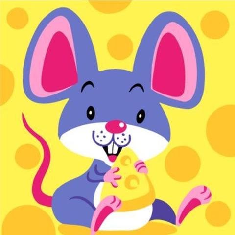 DIY Acrylic Painting, Paint by Number Kits for Kids Beginner - Cute Mouse 8" x 8"、bestdiys、sdecorshop