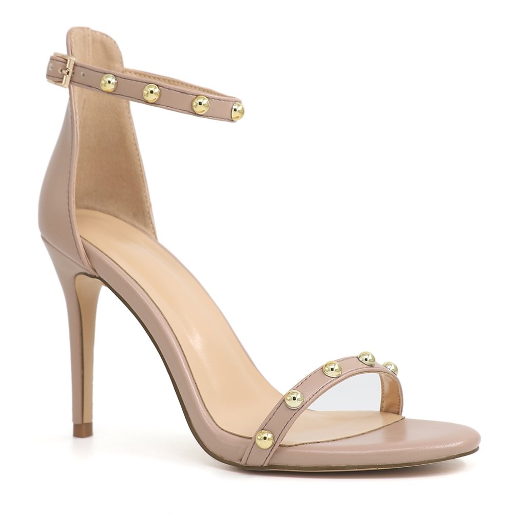 3.94" Women's Rivets Heels Party Wedding Daily Nude Sandals-vocosishoes