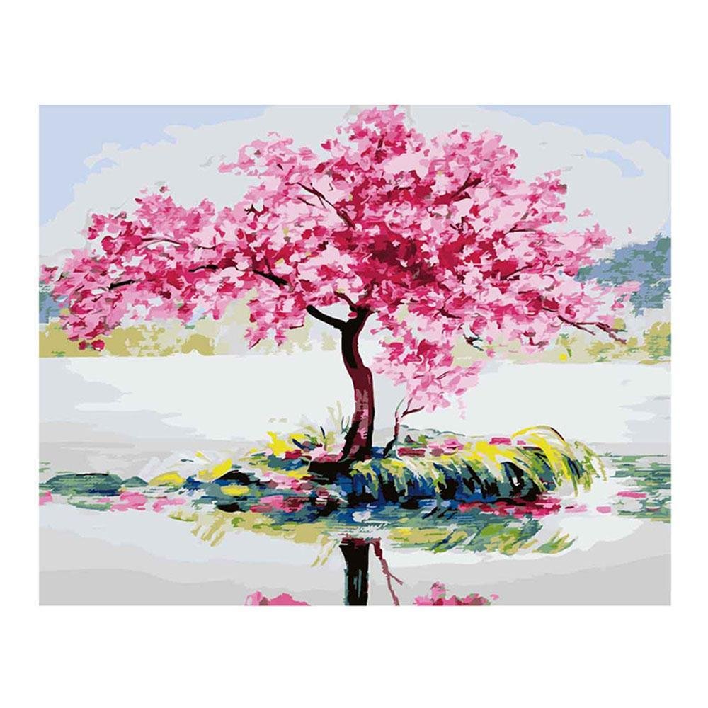 DIY Paint by Numbers Kit for Adults - Blooming Tree Reflection、bestdiys、sdecorshop