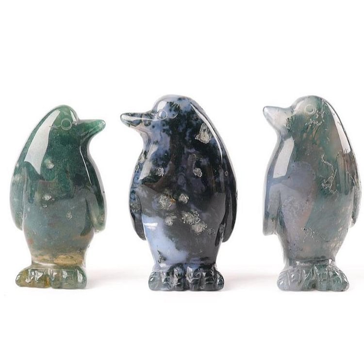 2" Moss Agate Crystal Carving Penguin Free Form Animal Bulk Crystal wholesale suppliers 
