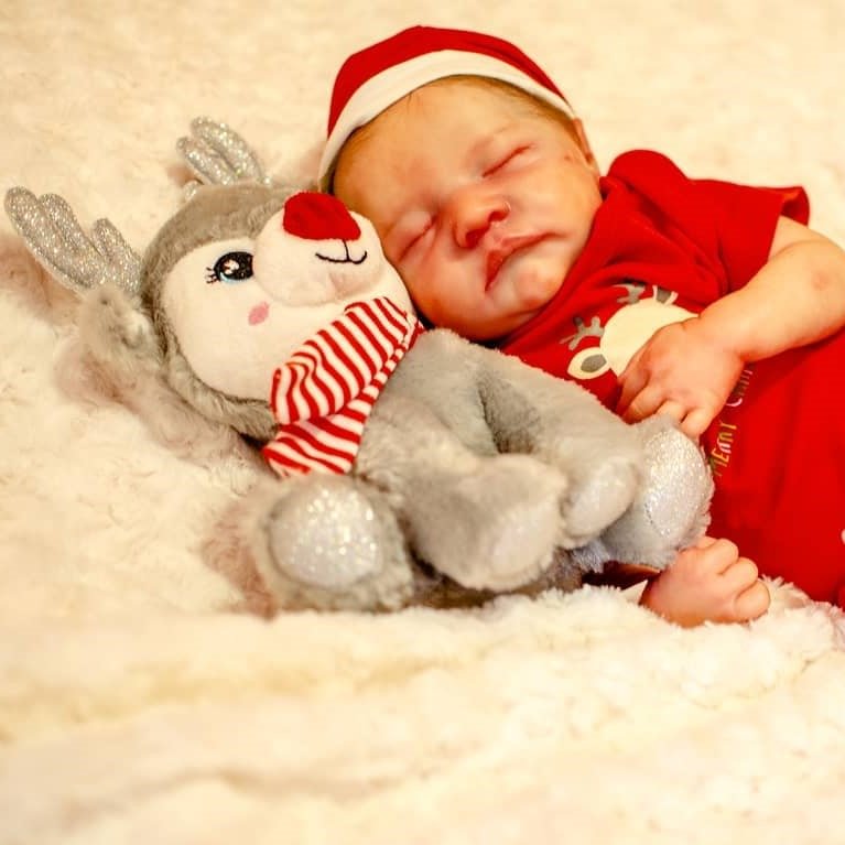 [Christmas Specials]20"Cute Lifelike Handmade  Reborn Silicone Sleeping  Baby Doll Set, Christmas Gift