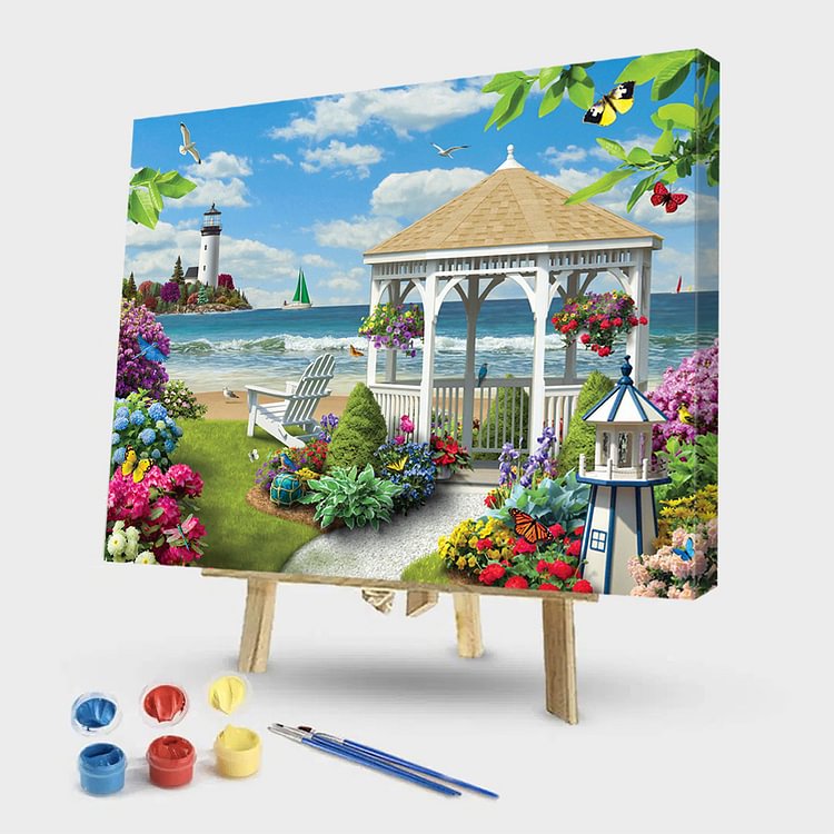 40x50cm - Paint By Numbers Seaside Pavilion