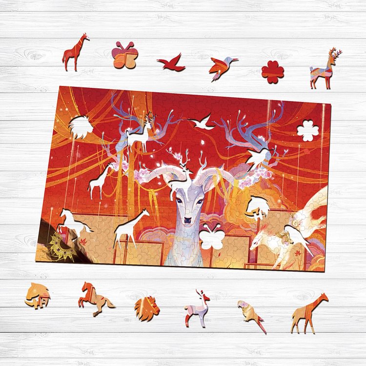White Deer Wooden Jigsaw Puzzle