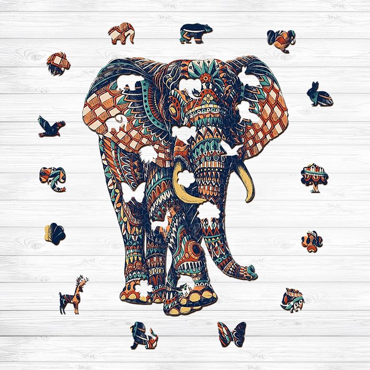 Elephant Mandala Wooden Jigsaw Puzzle
