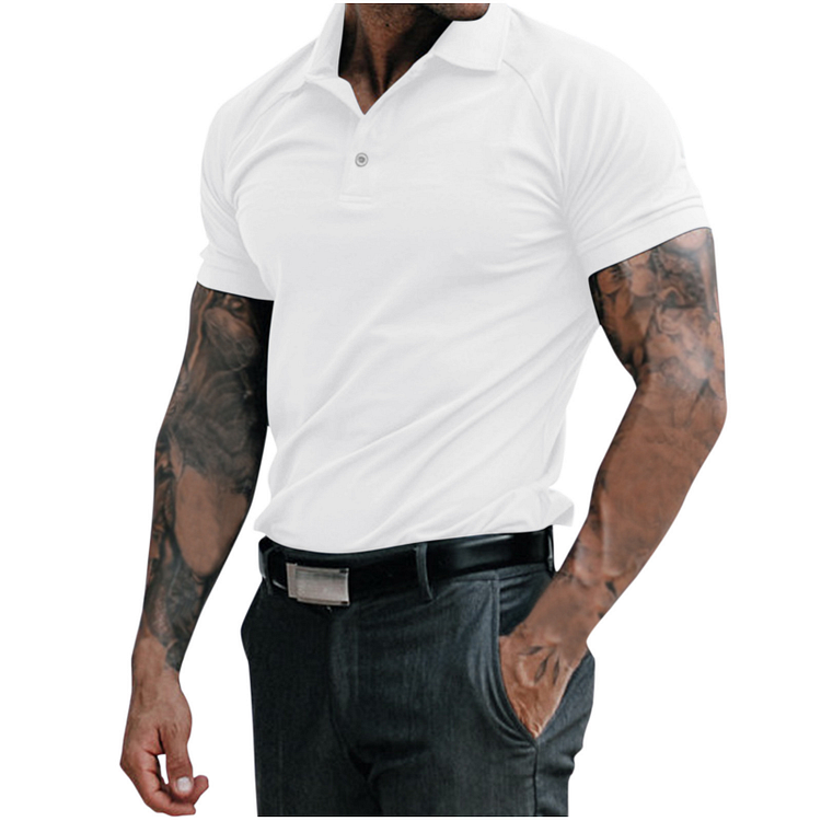 Solid Color Summer Men's Cotton Casual Short Sleeve Polo Shirts