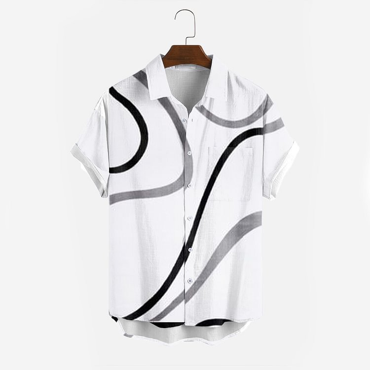 BrosWear White Lined Short Sleeve Shirt