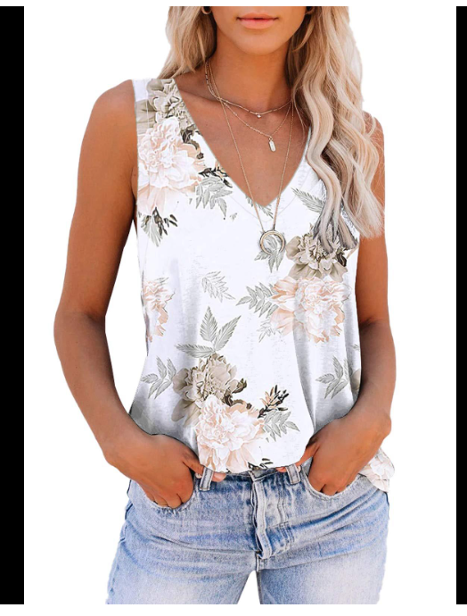 Women's Casual V-neck Vest With Gradient Pattern Printing