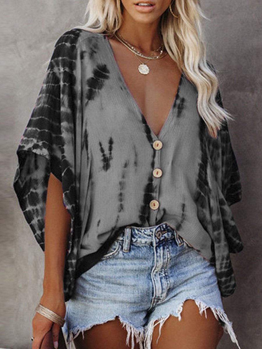 Casual Tie-dyed Top P10647