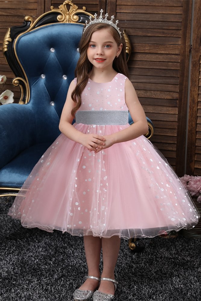 Luluslly Sleeveless Pageant Dresses for Little Girl Tulle With Sequins