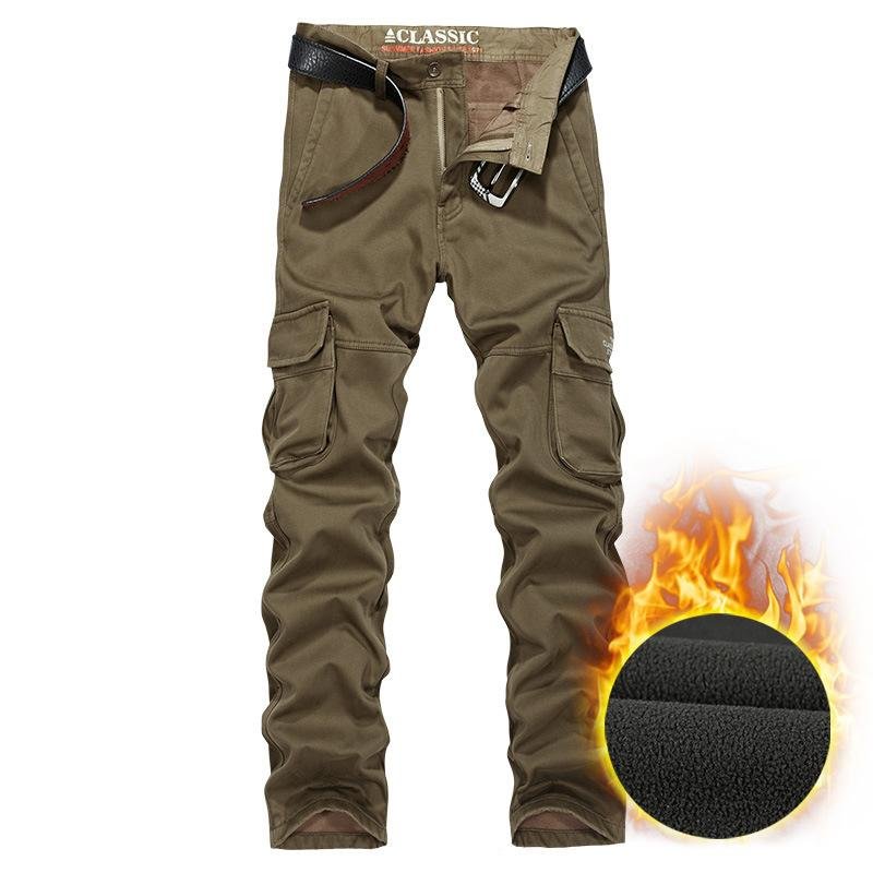 Mens outdoor velvet cold-resistant large pocket trousers / [viawink] /