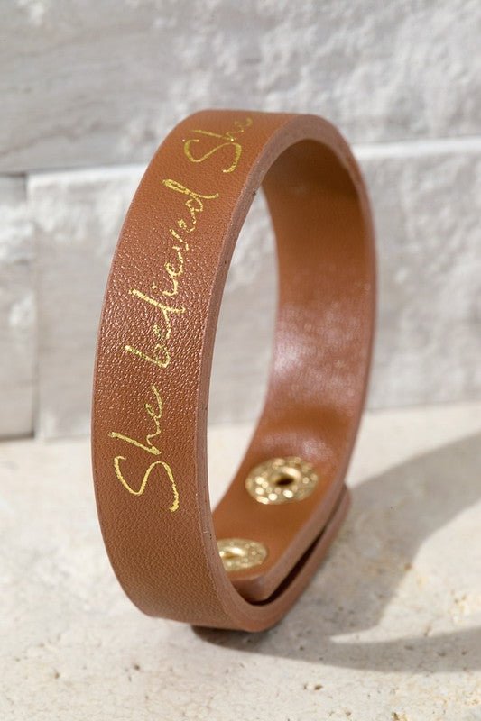 She Believed She Could Bracelet - Leather