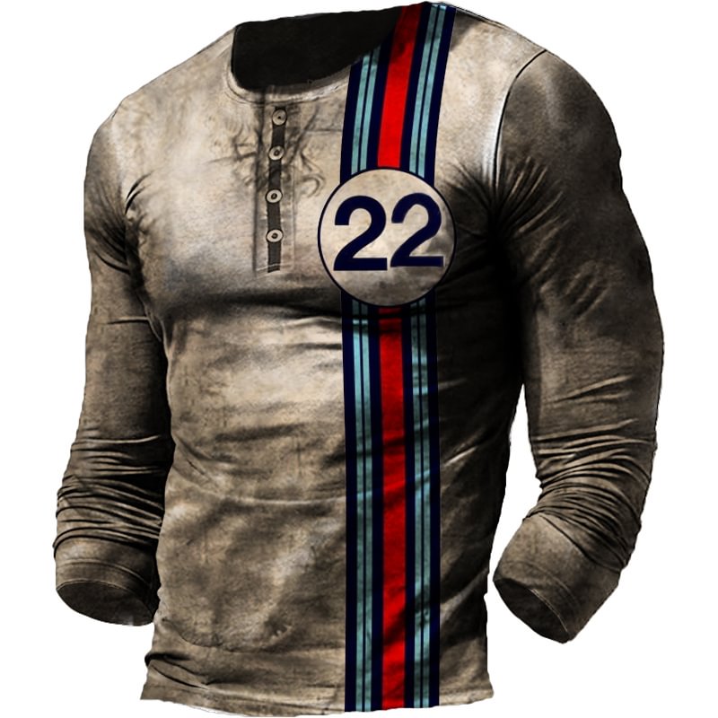 Men outdoor martini racing NO 22 printed long-sleeved shirt / [viawink] /