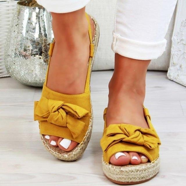 Women's Platform Sandals Summer Peep Bow Casual Sandal Shoes-Corachic