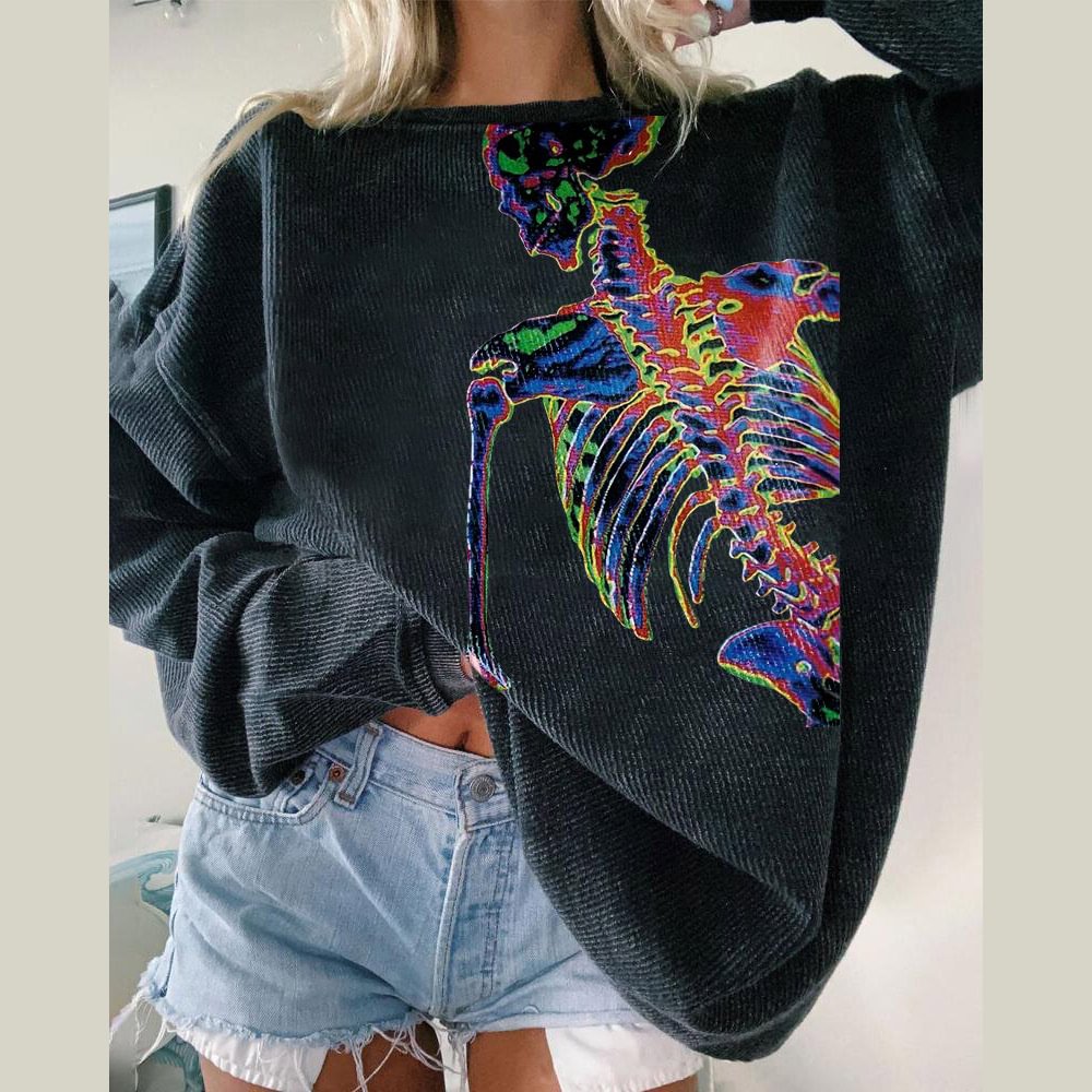   Impressionist color skeleton print sweatshirt - Neojana