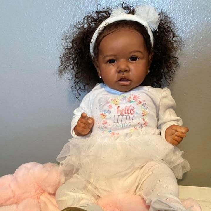 12'' Black African American Reborn Baby Doll Girl Toy Lifelike Weighted Silicone Baby with Rooted Hair Diaz by Creativegiftss® 2022 -Creativegiftss® - [product_tag]