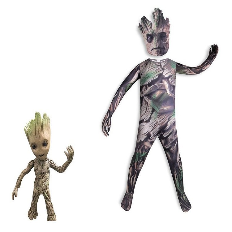 Mayoulove Groot Guardians of the Galaxy Cosplay Costume with Mask Boys Girls Bodysuit Halloween Fancy Jumpsuits-Mayoulove