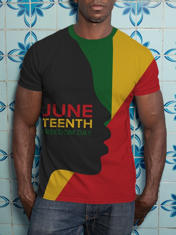 BrosWear Juneteenth Freedom Day Black Pride Colorblock T-shirt