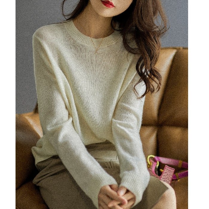 Loose Round Neck Pullover with Thin Knitted Bottoming Shirt-Corachic