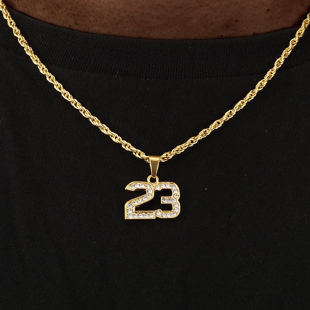 Crystal Hip Hop Basketball Legend Number 23 Necklaces-VESSFUL