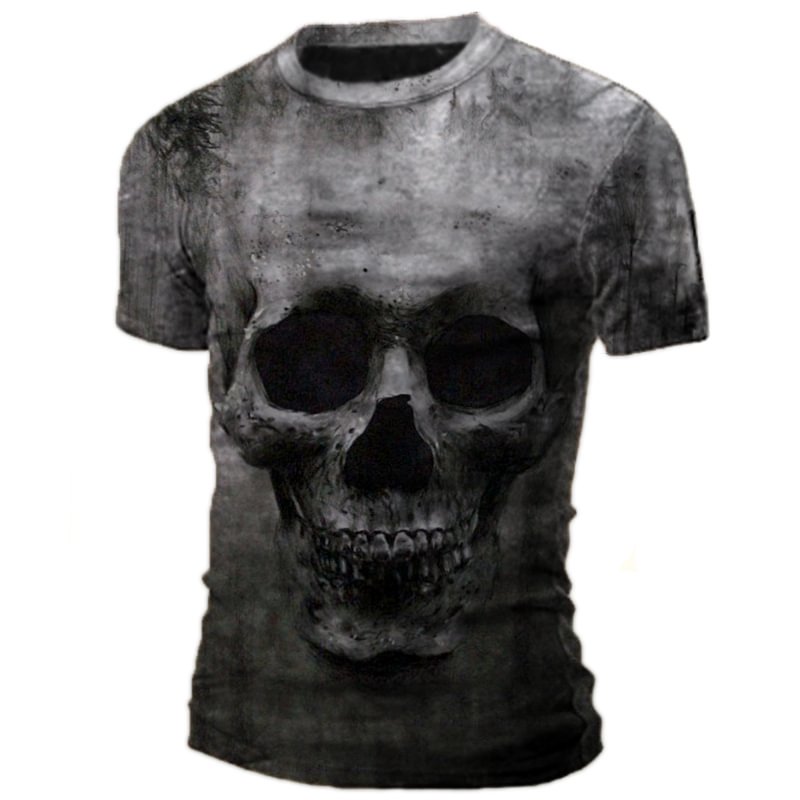 Mens crew neck print skull tactical T-shirt / [viawink] /