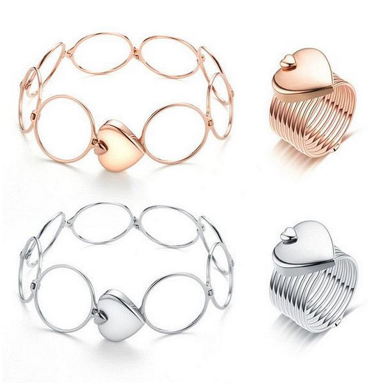 Retractable Ring Bracelet Heart Folding  Ring Deformable Bangle