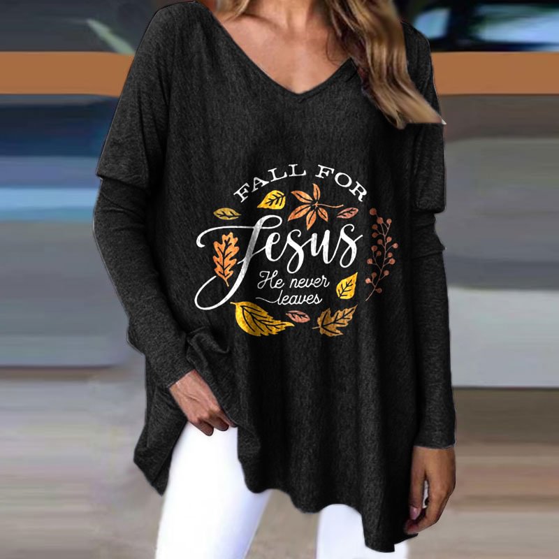 Fall For Jesus He Never Leaves Faith Thanksgiving Day Tees